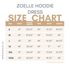 Zoelle Hoodie Dress size guide – Nuggles modest women’s dress sizing.