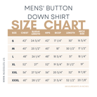 Size chart for Nuggles® Mens' Button Down Shirt with measurements in inches