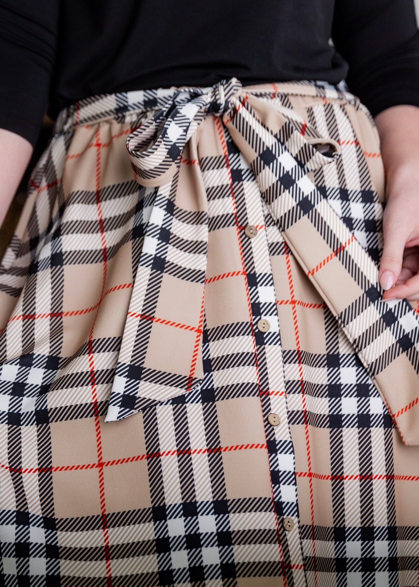Bria Skirt in Sand Plaid nuggles-clothing