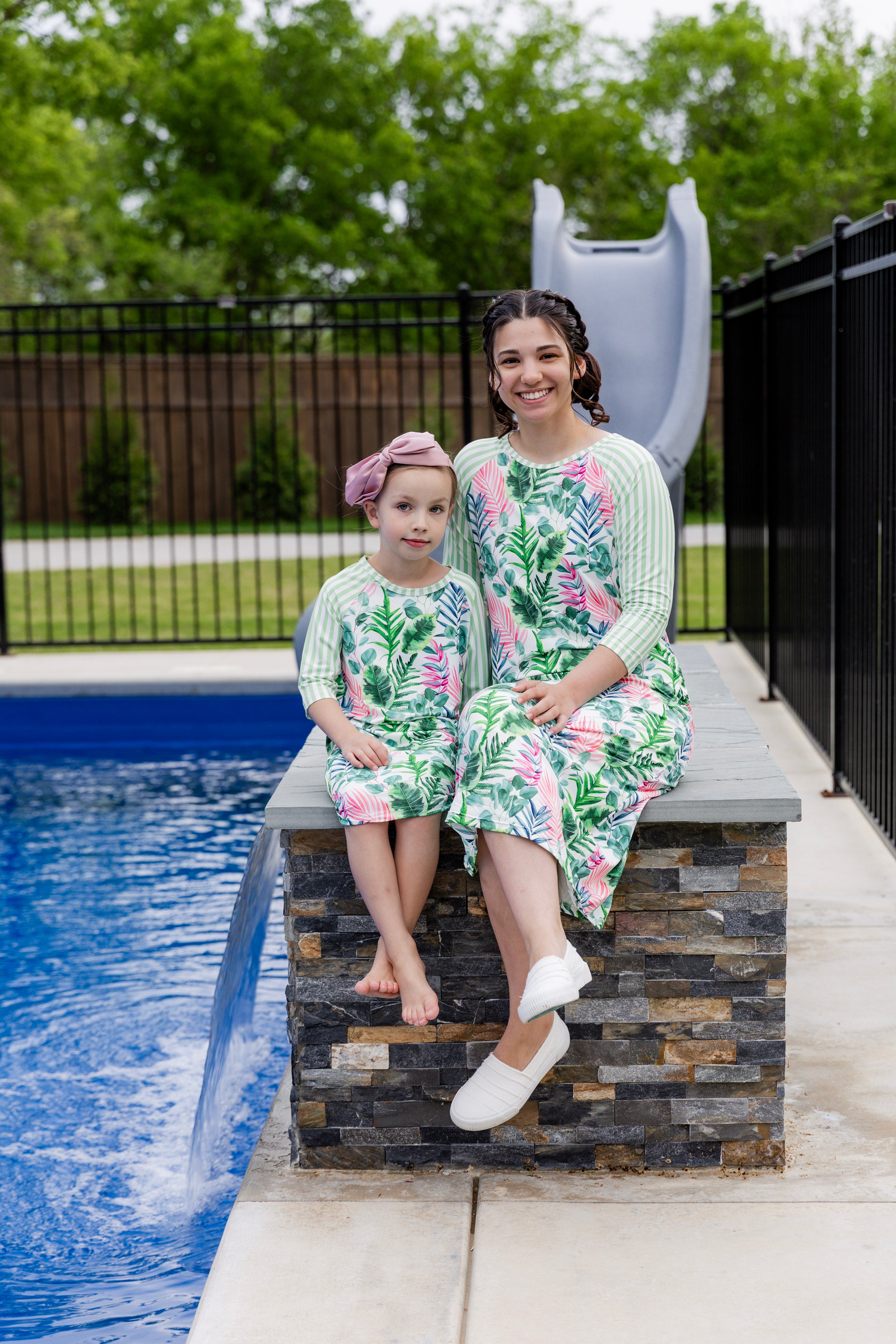 modest girls sport swim dress prints mommy and me 