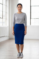 Model wearing Nuggles® 25" Classic Skirt in Dark Royal