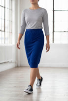 Model wearing Nuggles® 25" Classic Skirt in Dark Royal