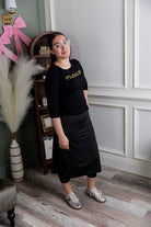 Model wearing Nuggles® 27" All-Sport Skirt in Black