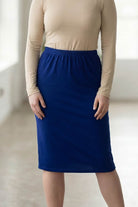 Model wearing Nuggles® 27" Classic Skirt in Dark Royal