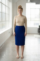Model wearing Nuggles® 27" Classic Skirt in Dark Royal