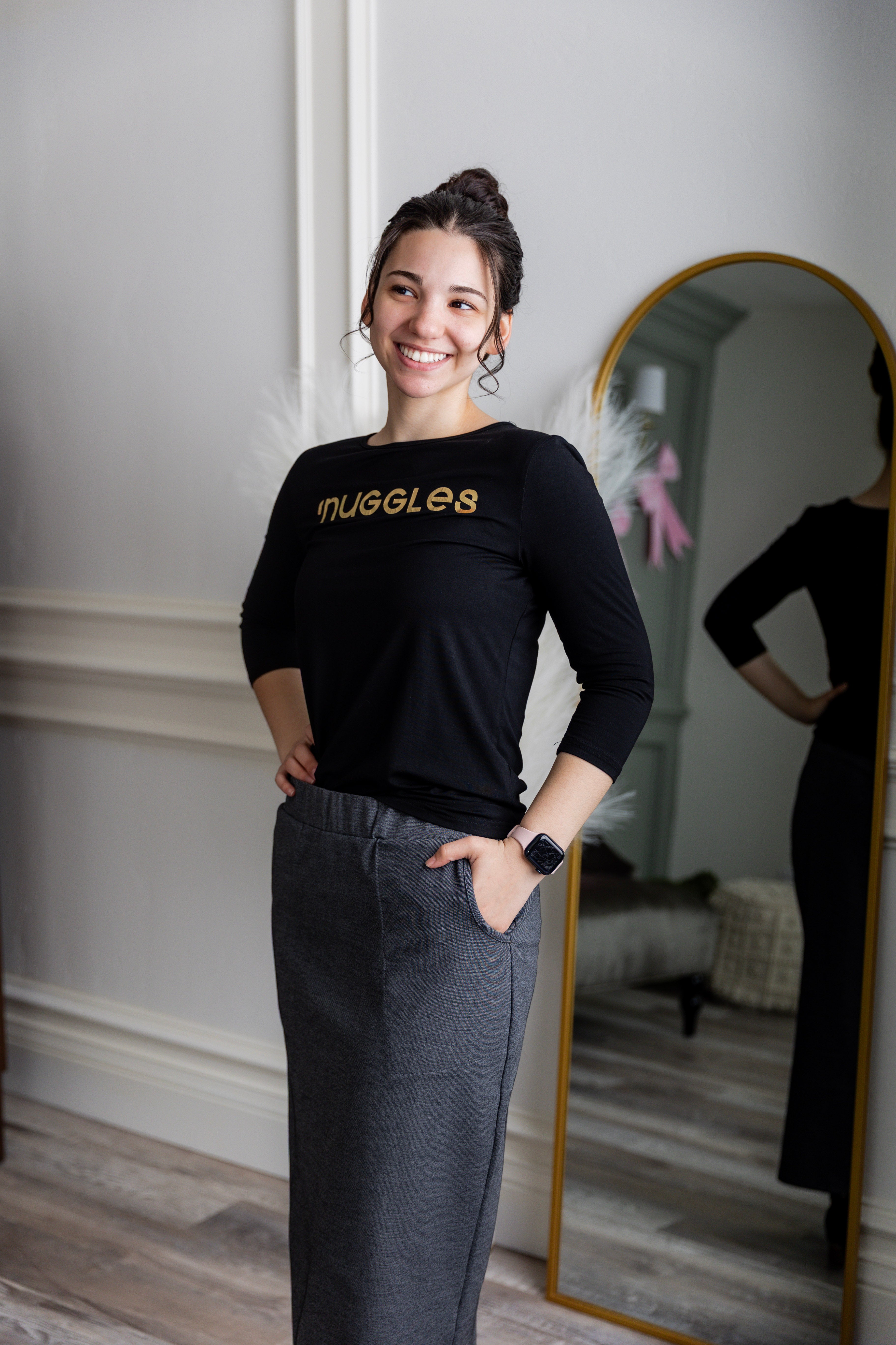 Our modest Nuggles® 34" Pocket Classic Skirt with front pockets”