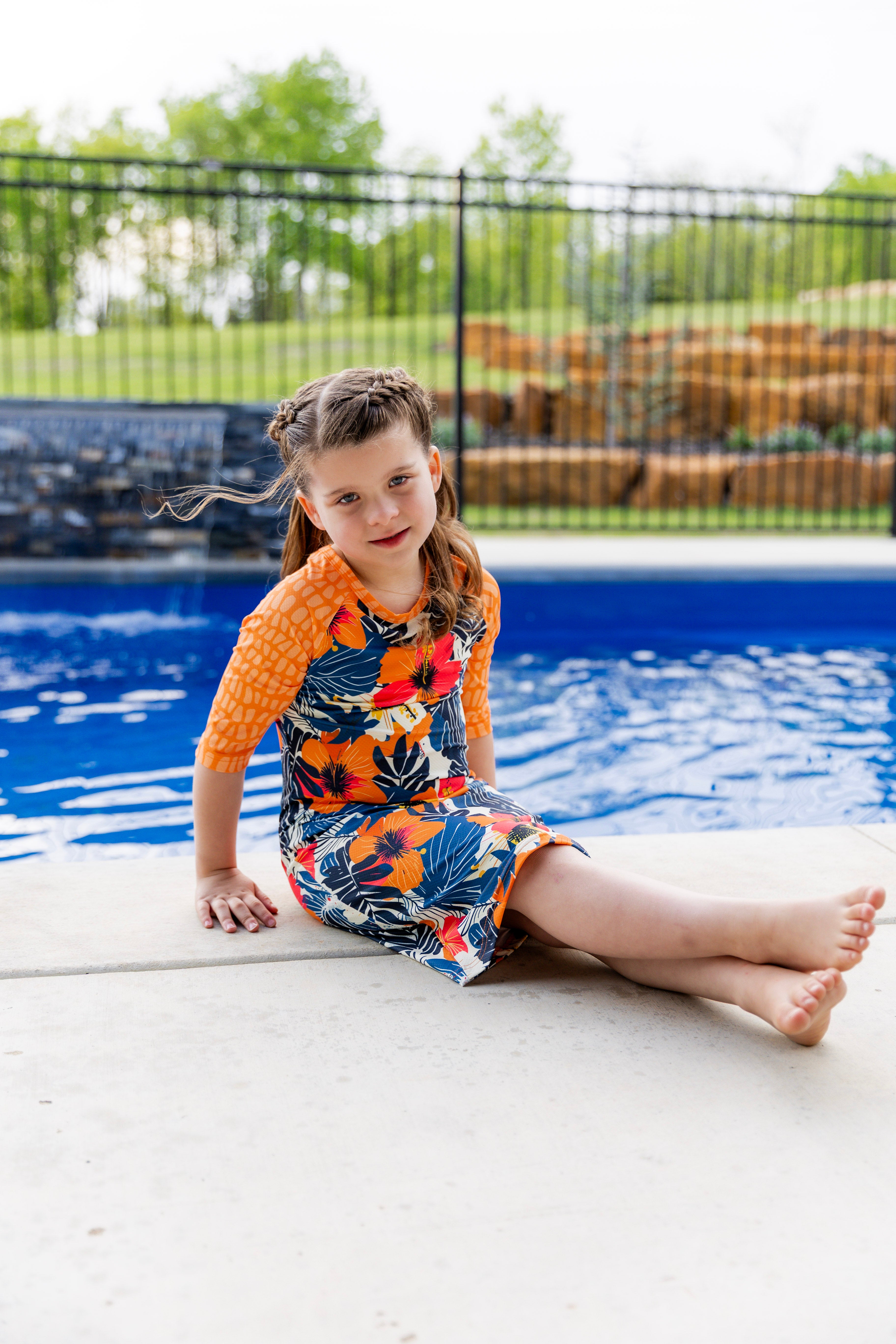 modest girls sport swim dress prints mommy and me 