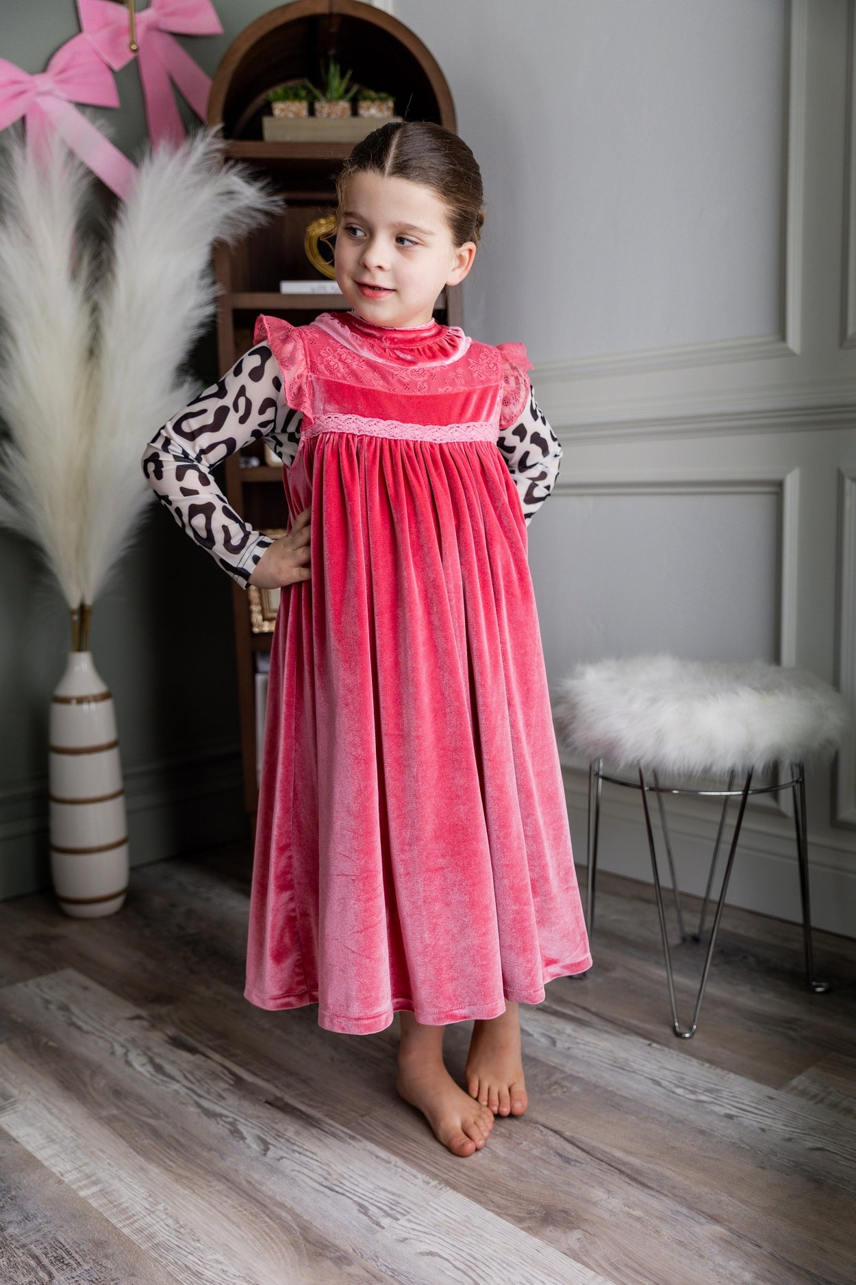 Girls' Mesh Tee in Snow Leopard nuggles-clothing