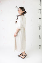 modest 3/4 sleeve midi dress pretty prints spring time