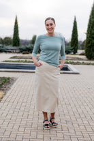 modest denim skirts in 34" length 