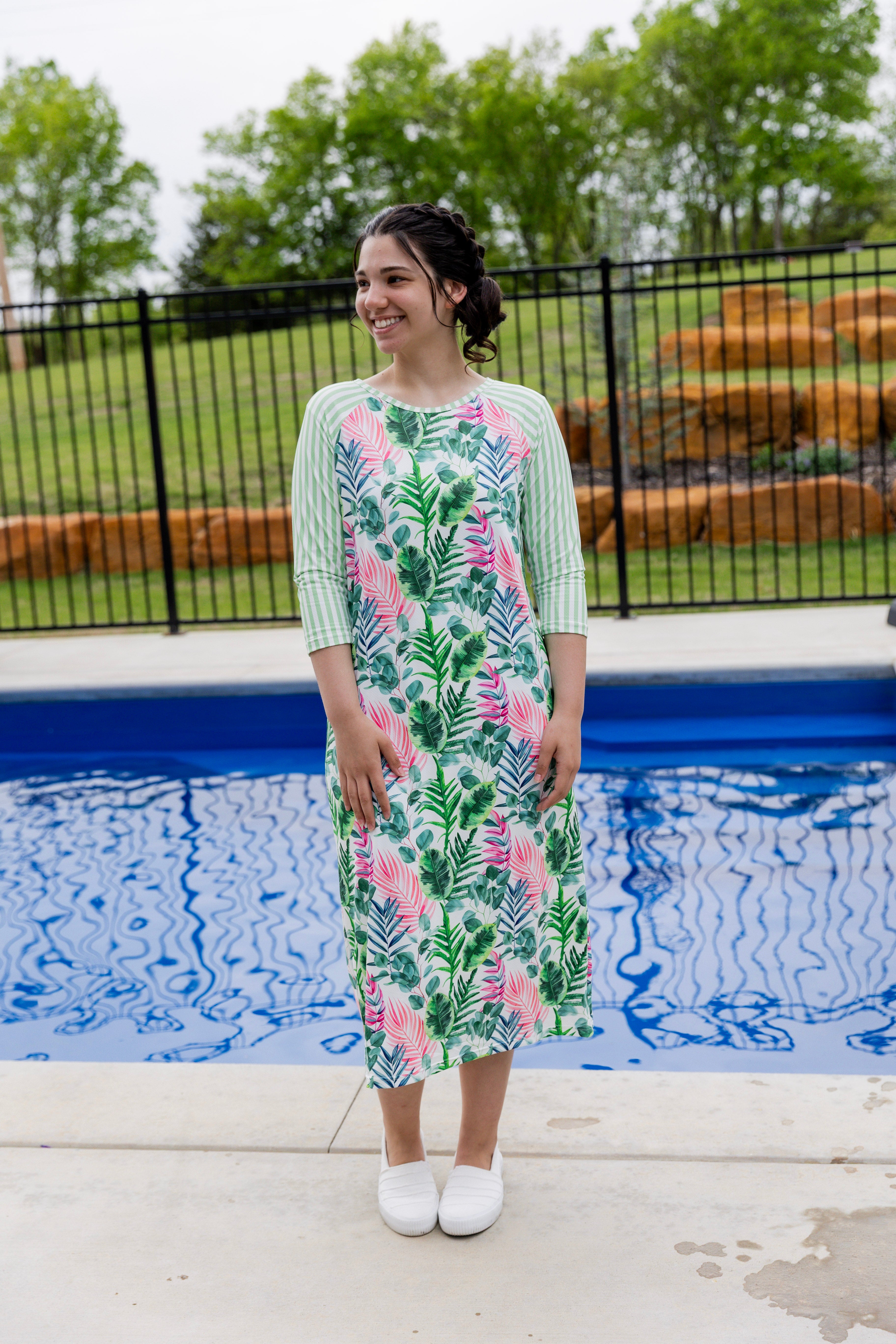 modest midi sport swim dress prints mommy and me 