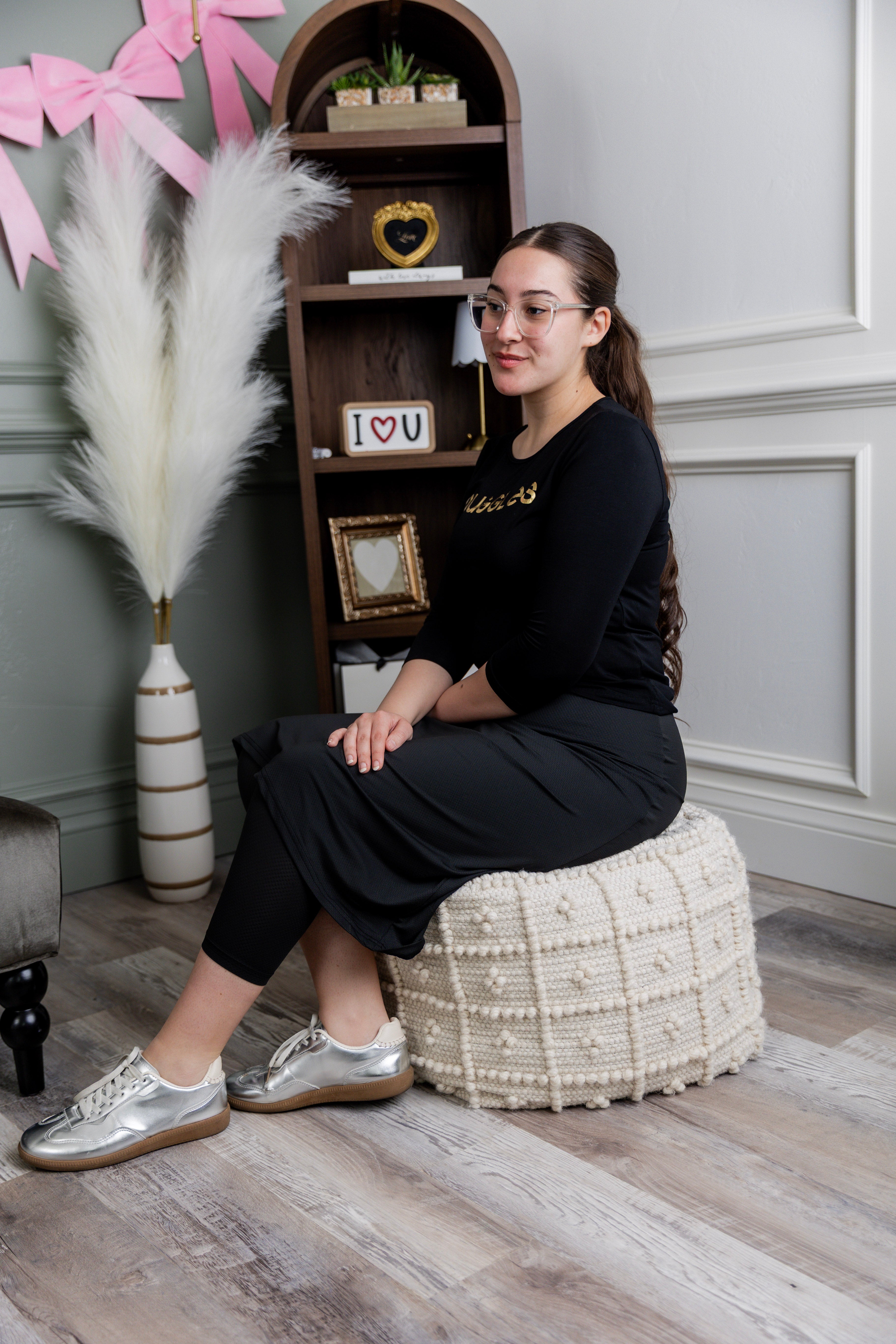 Model wearing Nuggles® 27" All-Sport Skirt in Black