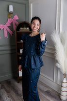 Model wearing Nuggles® Rae Top in Pinstripe Ditsy