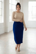 Model wearing Nuggles® 31" Classic Skirt in Dark Royal