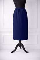 Stock photo of our Nuggles® 34-inch classic skirt elastic waistband and straight silhouette in Dark Royal