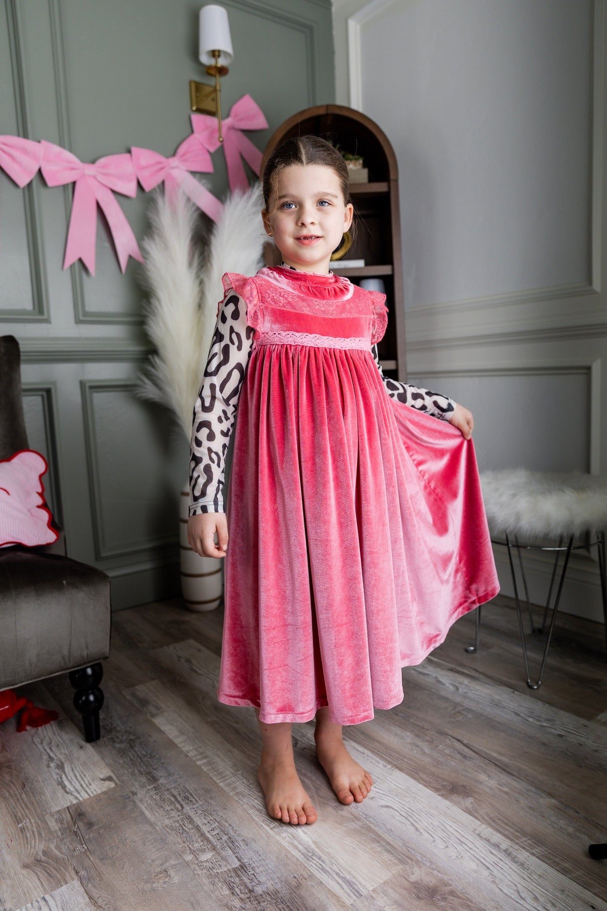 Girls' Mesh Tee in Snow Leopard nuggles-clothing
