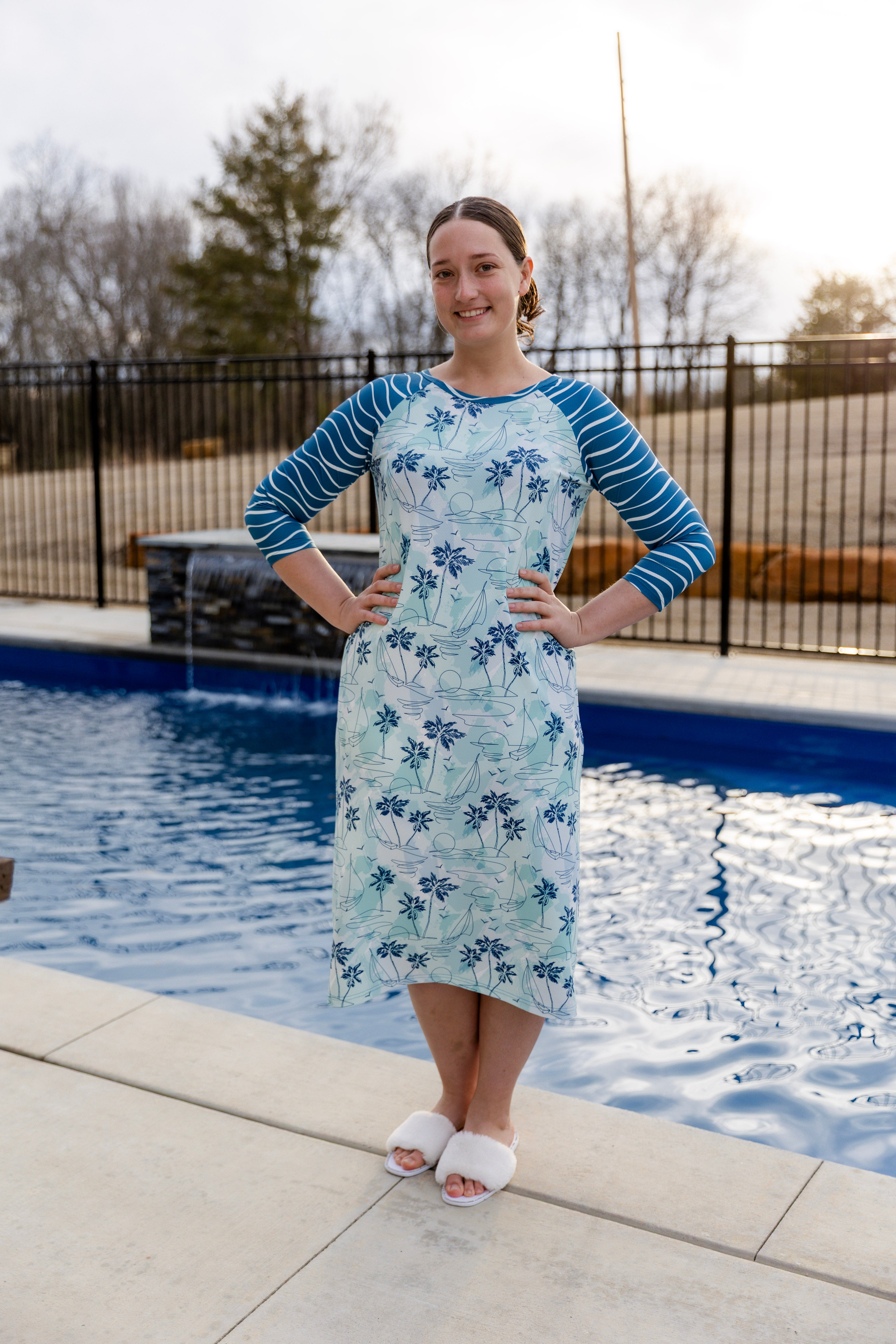 modest midi sport swim dress prints mommy and me 