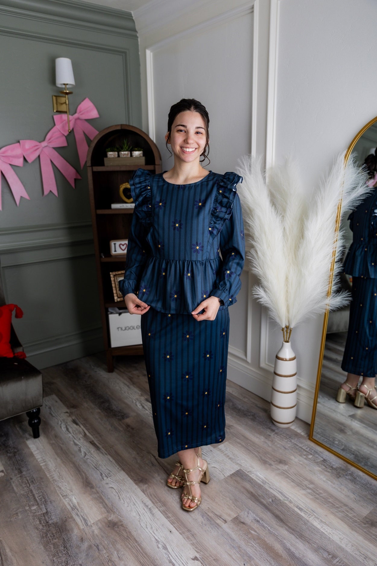 Rae Top in Pinstripe Ditsy nuggles-clothing