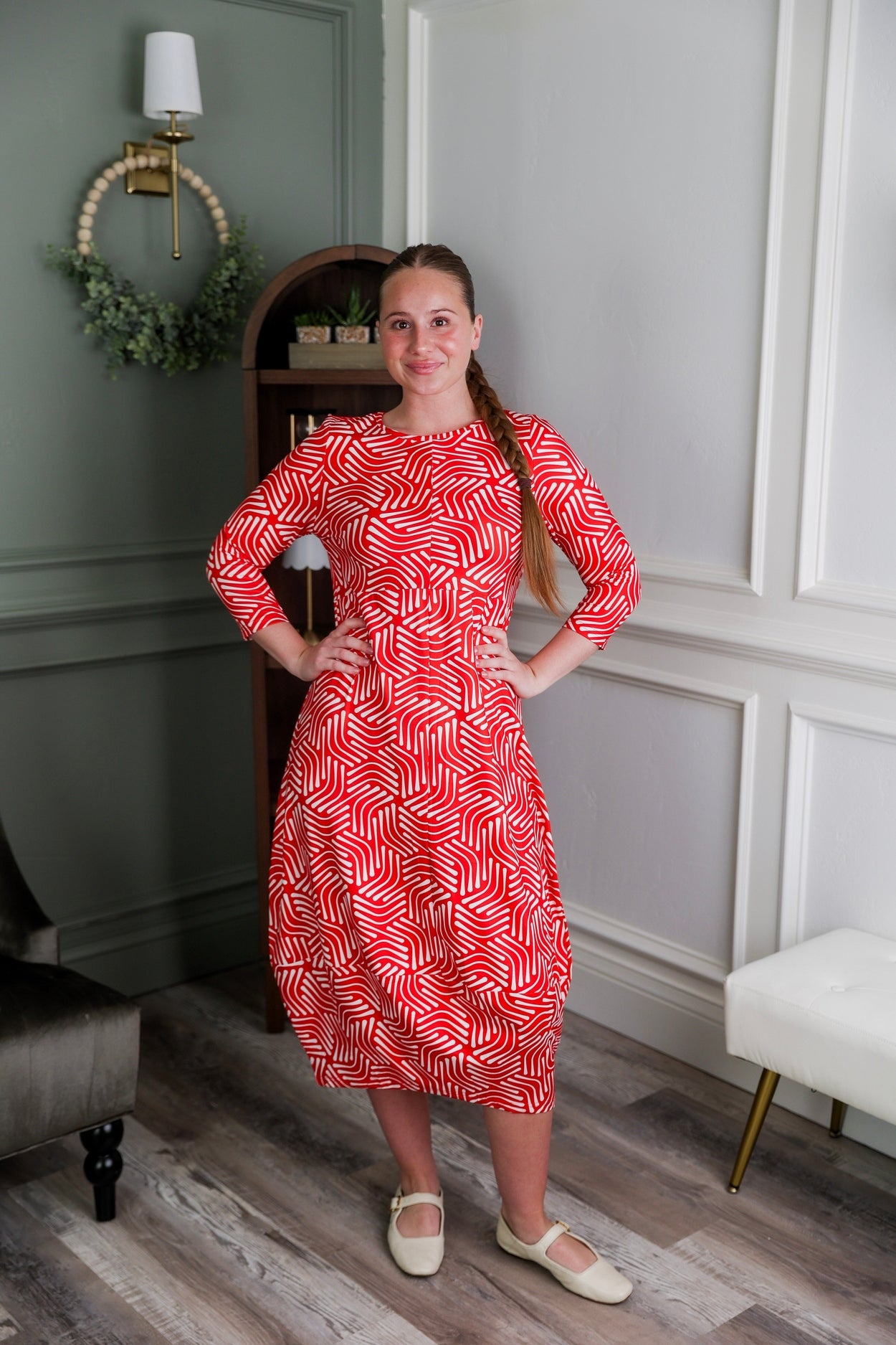 Berry Maze Cindy Bubble Dress | Modest Bubble Midi Dress by Nuggles XL Berry Maze Cindy Bubble Dress | Modest Bubble Midi Dress by Nuggles XL