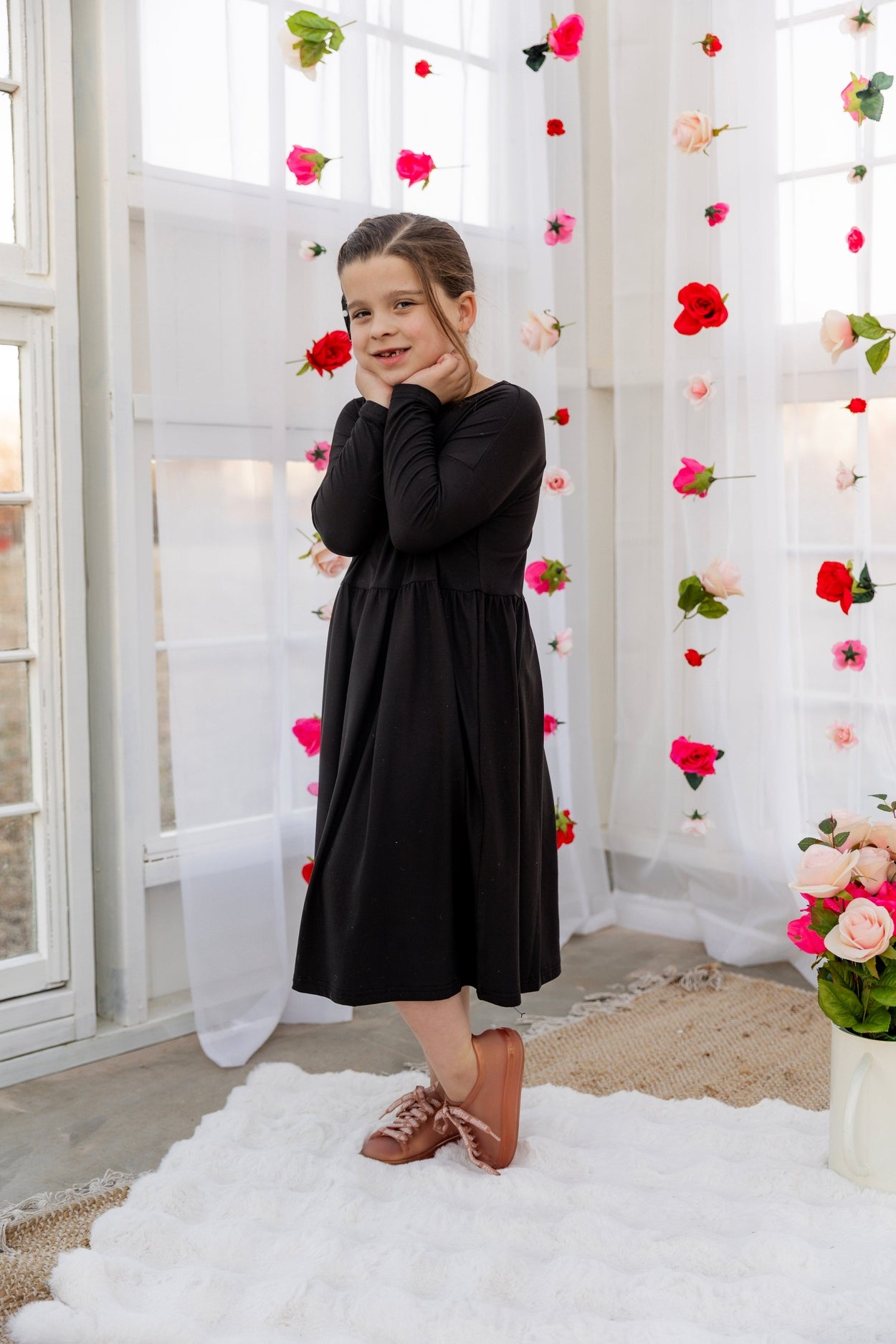 Nuggles Farah Dress for Girls | Black Modest Dress 8Y Nuggles Farah Dress for Girls | Black Modest Dress 8Y