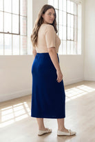 Model wearing Nuggles® 34" Classic Skirt in Dark Royal