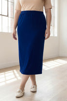 Model wearing Nuggles® 34" Classic Skirt in Dark Royal