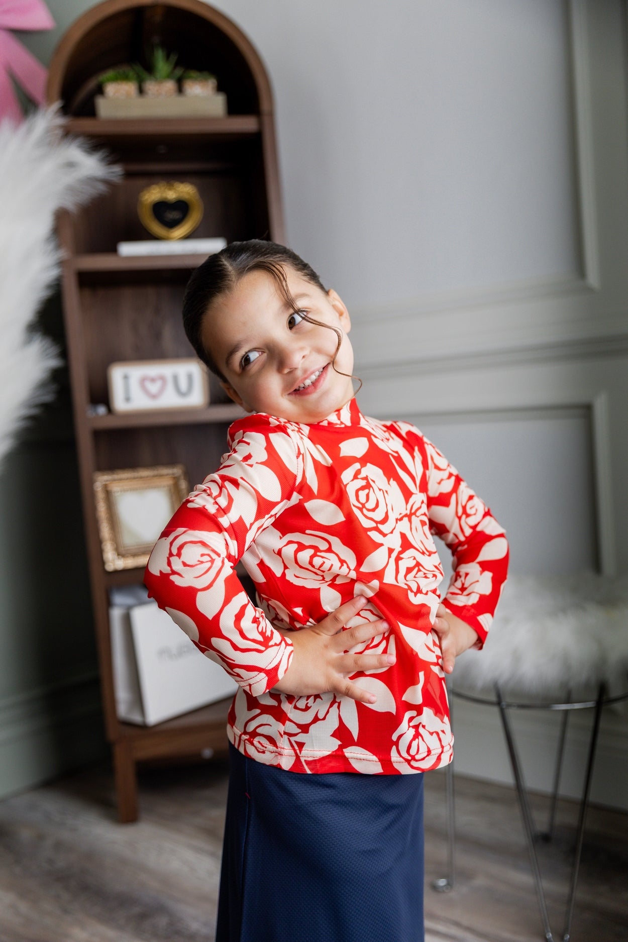 Girls' Mesh Tee in Rosie Rouge nuggles-clothing