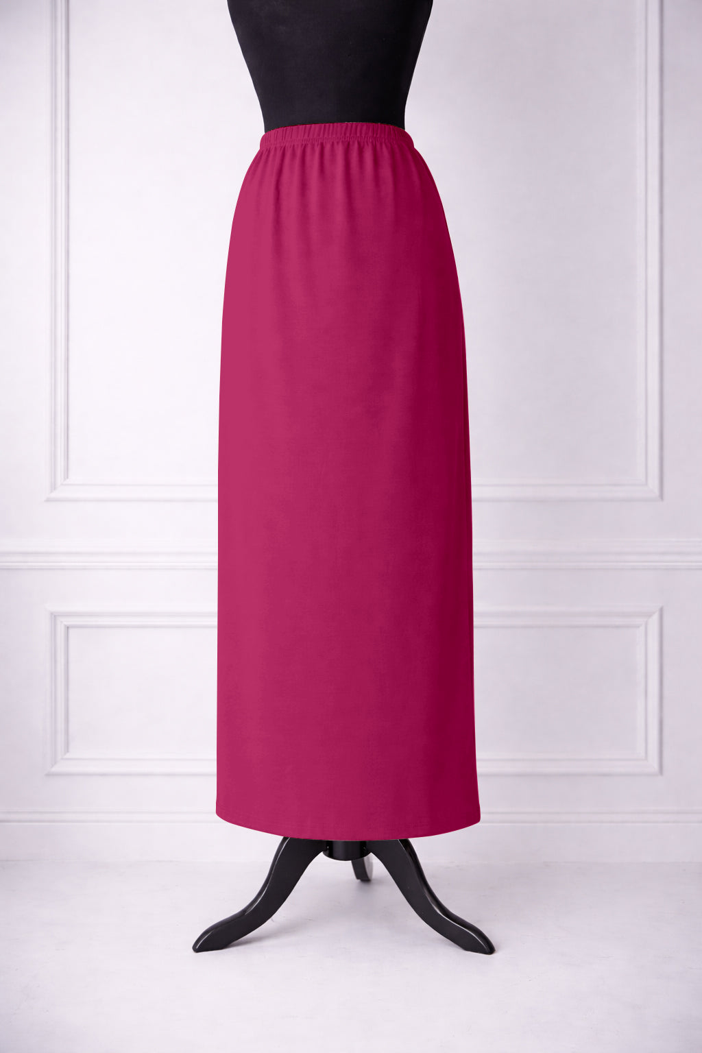 Stock photo of our Nuggles® 36-inch classic skirt elastic waistband and straight silhouette in Hot Pink