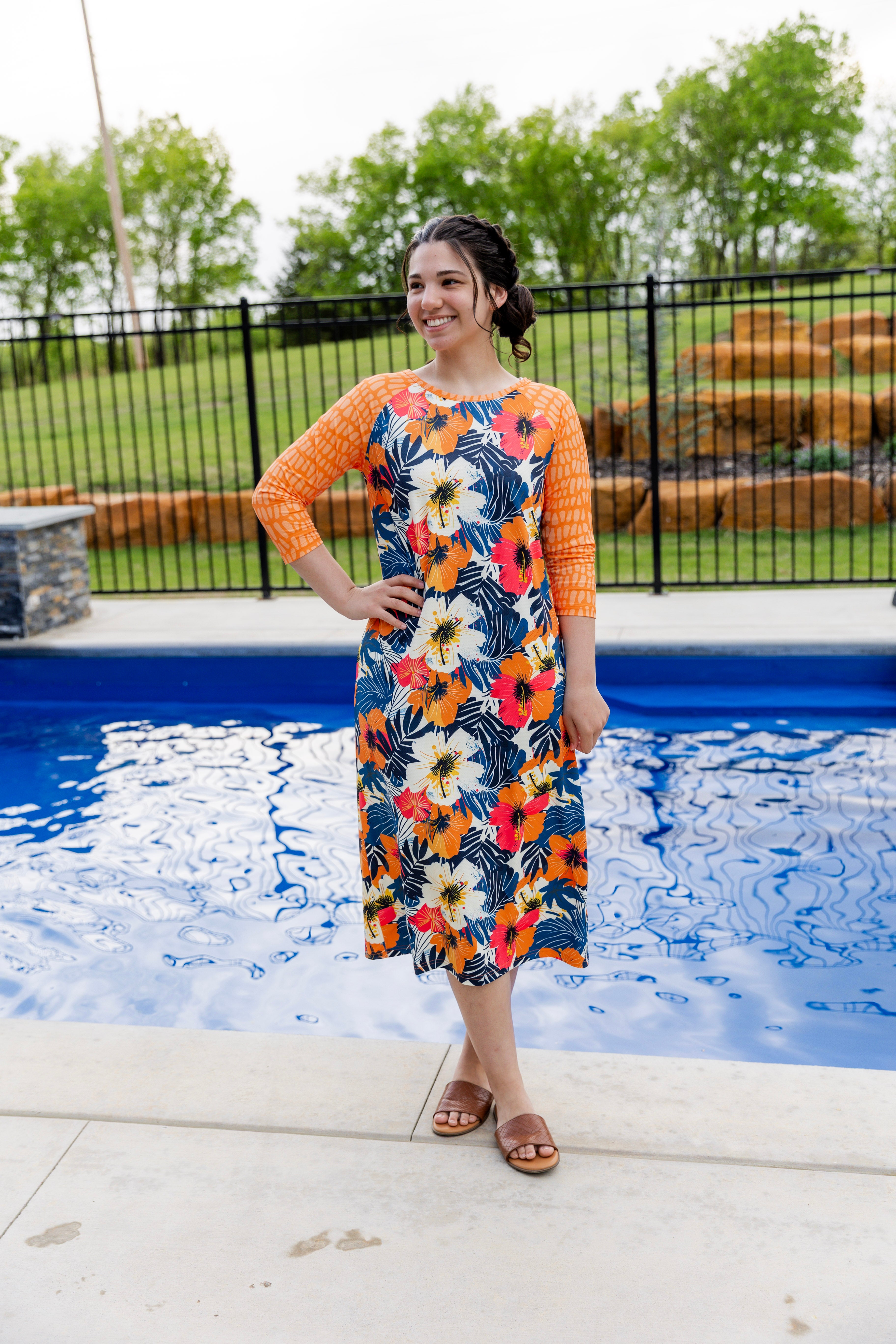 modest midi sport swim dress prints mommy and me 