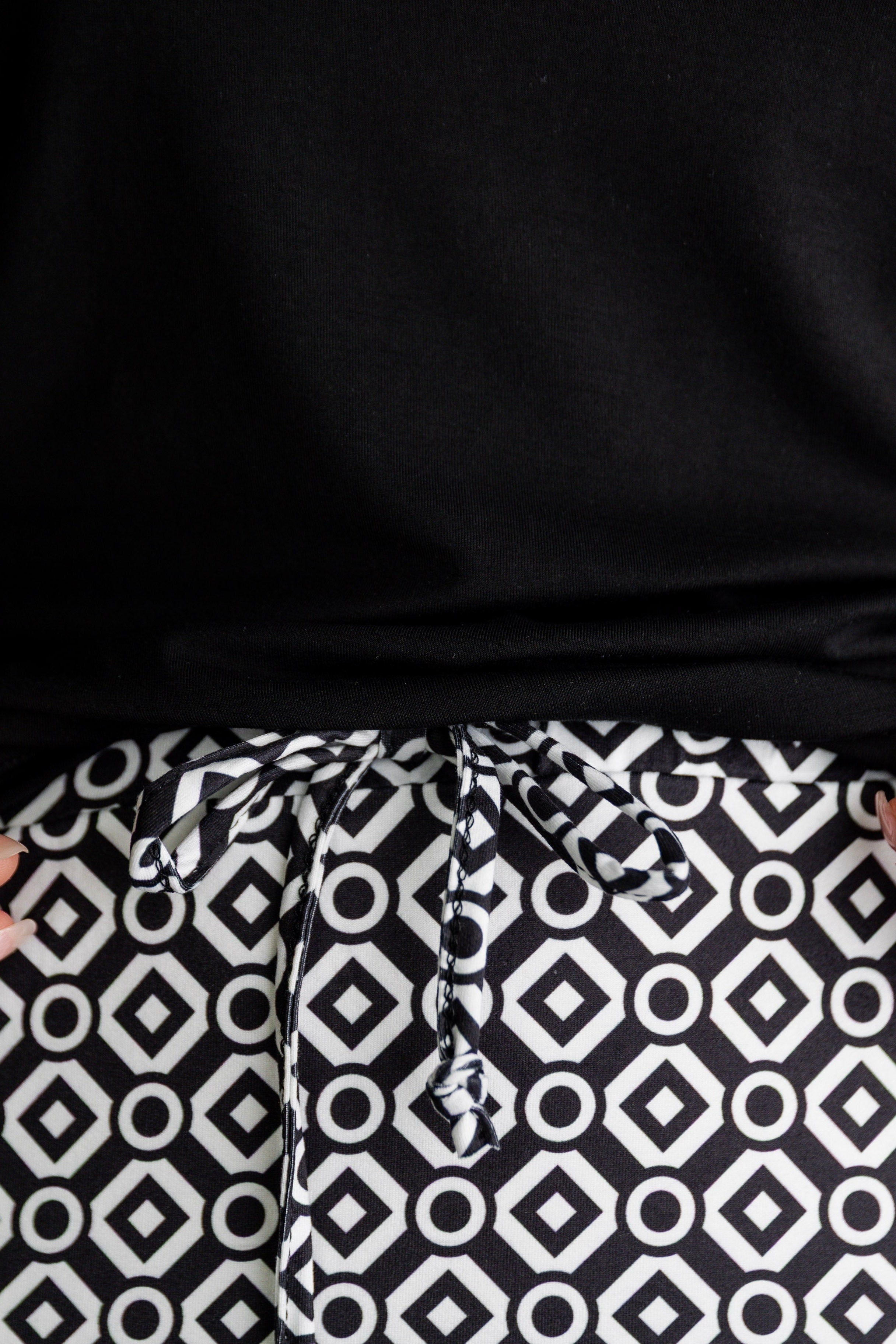 Model wearing Modest Nuggles® 27" Drawstring Skirt in City Spotlights 