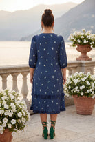 Model wearing Nuggles® Patricia Dress in Harbor Petals