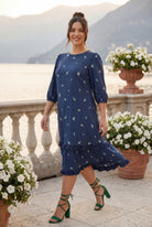 Model wearing Nuggles® Patricia Dress in Harbor Petals