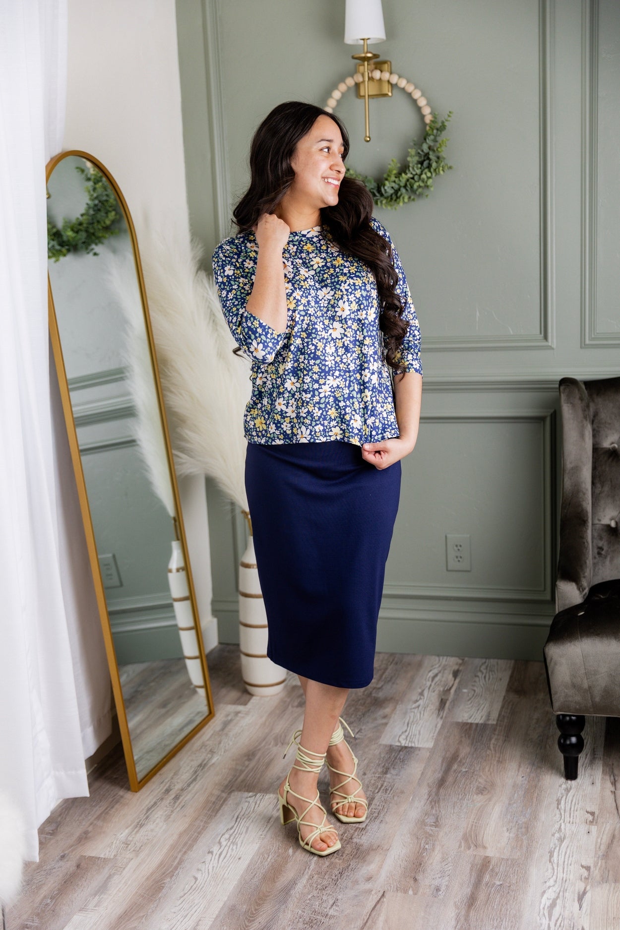 Lucia Top in Cottage Blue nuggles-clothing