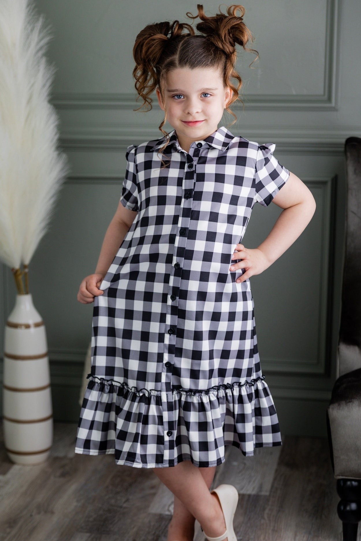 Girls Ellie Dress in Storybook Check nuggles-clothing