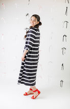 modest 3/4 sleeve midi dress pretty prints spring time