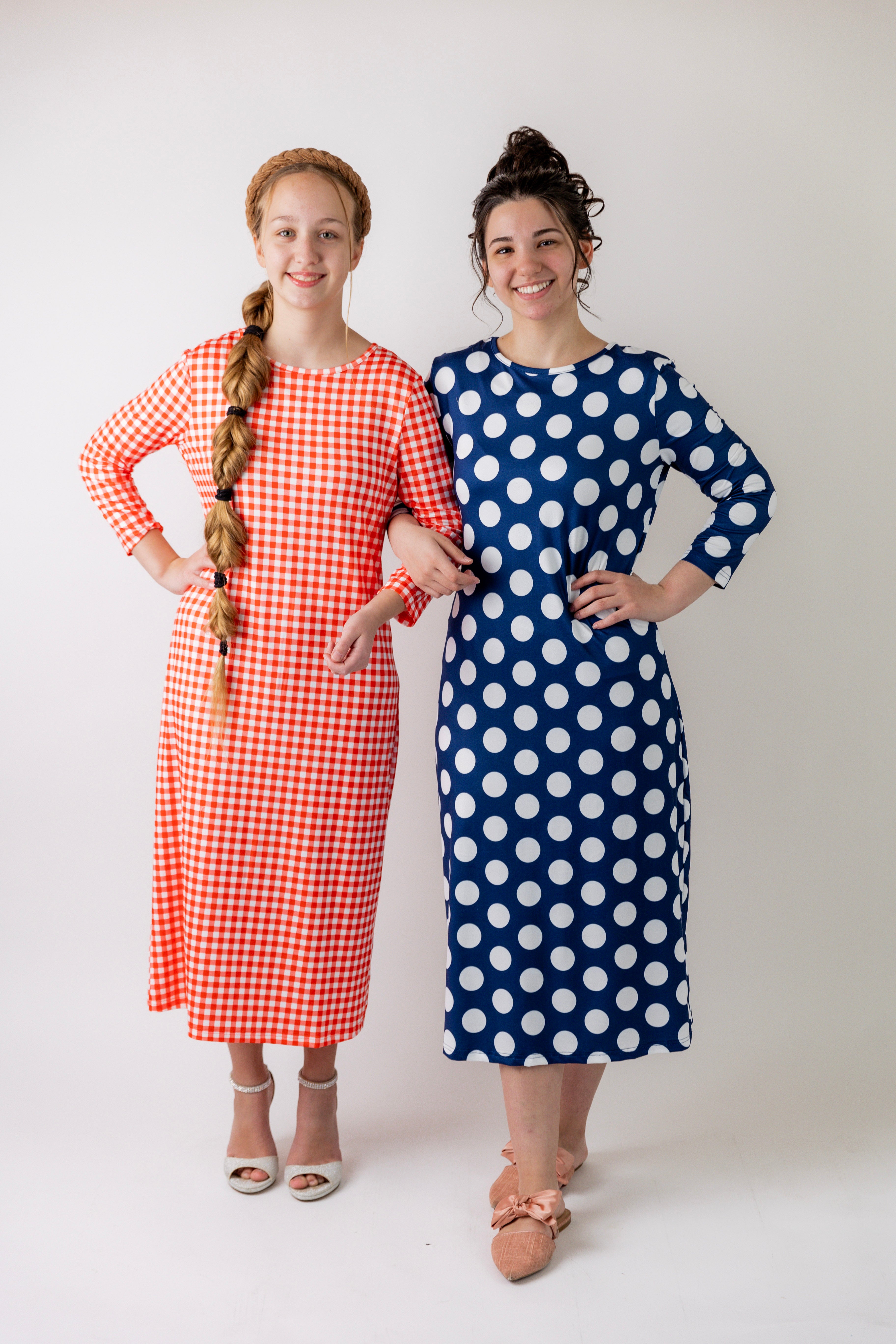 Model wearing  Nuggles® Original Style Midi Layering Dress in soft cotton knit