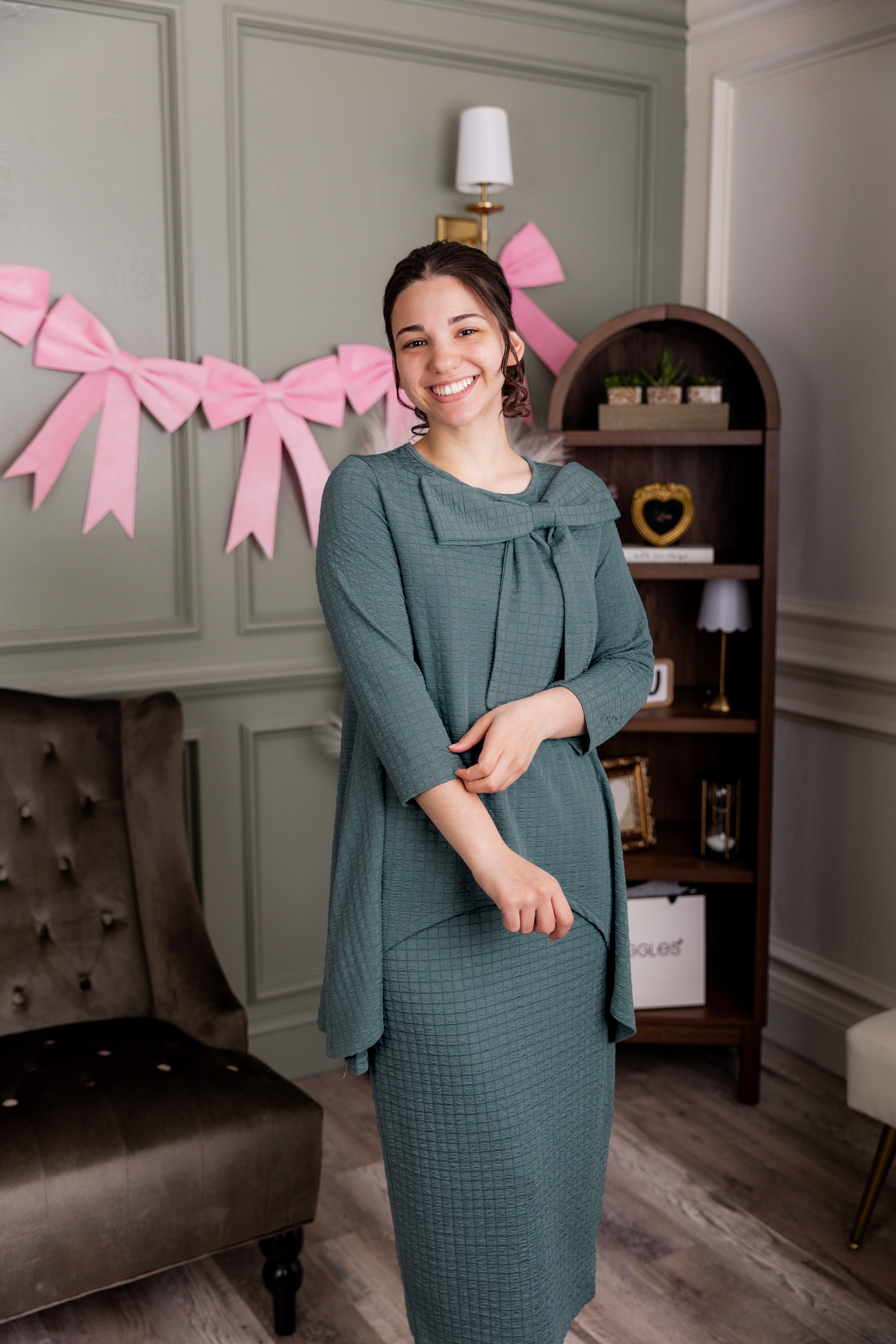 Model wearing Nuggles® 31" Eleanor Skirt in Green