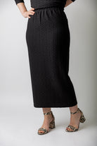 modest 33" textured classic midi skirt