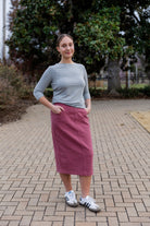 modest denim skirts in 31" length 