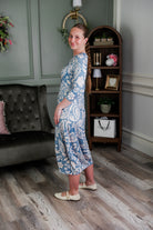 Model wearing Nuggles® Cindy Bubble Dress in Harbor Paisley 