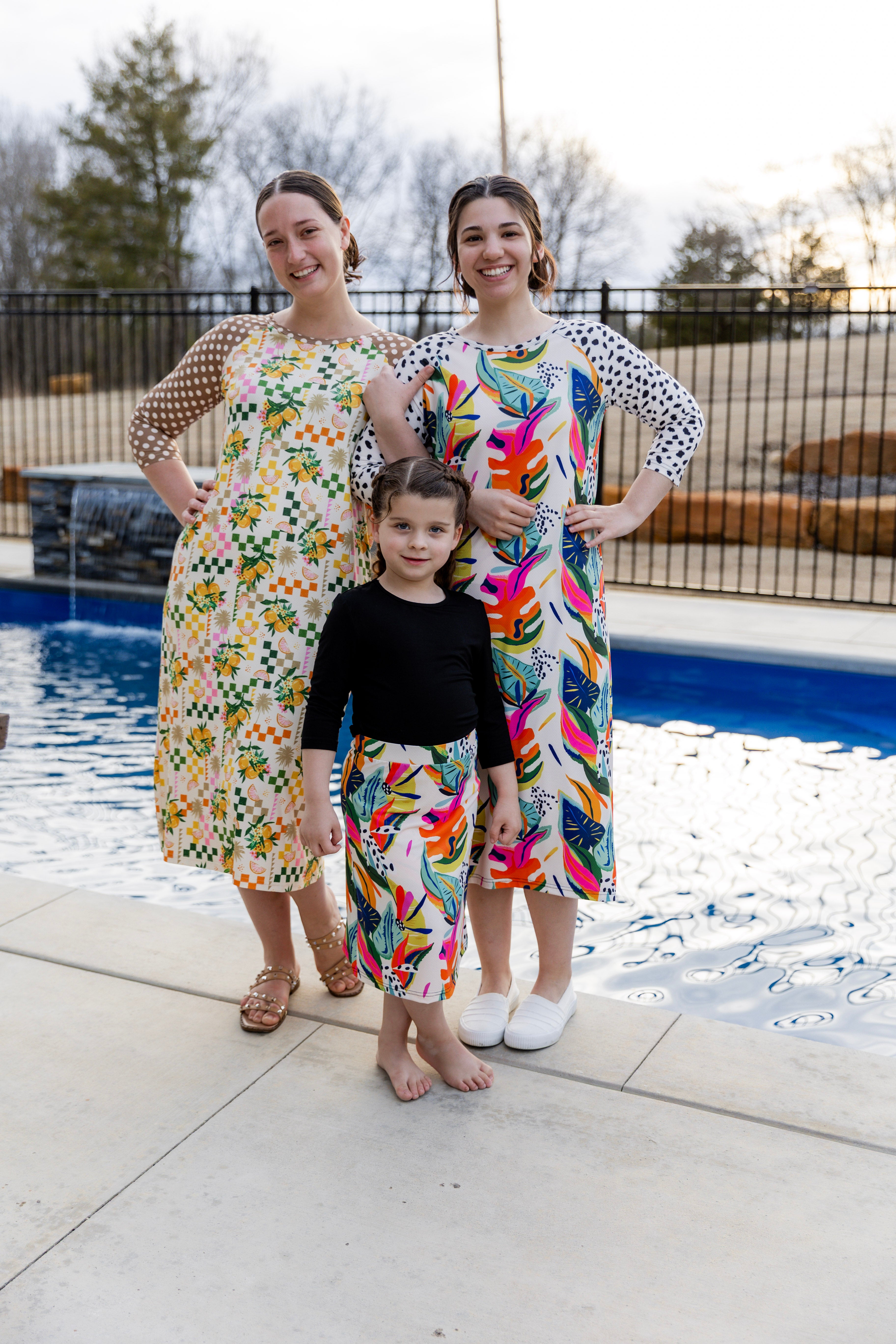 modest midi sport swim dress prints mommy and me 