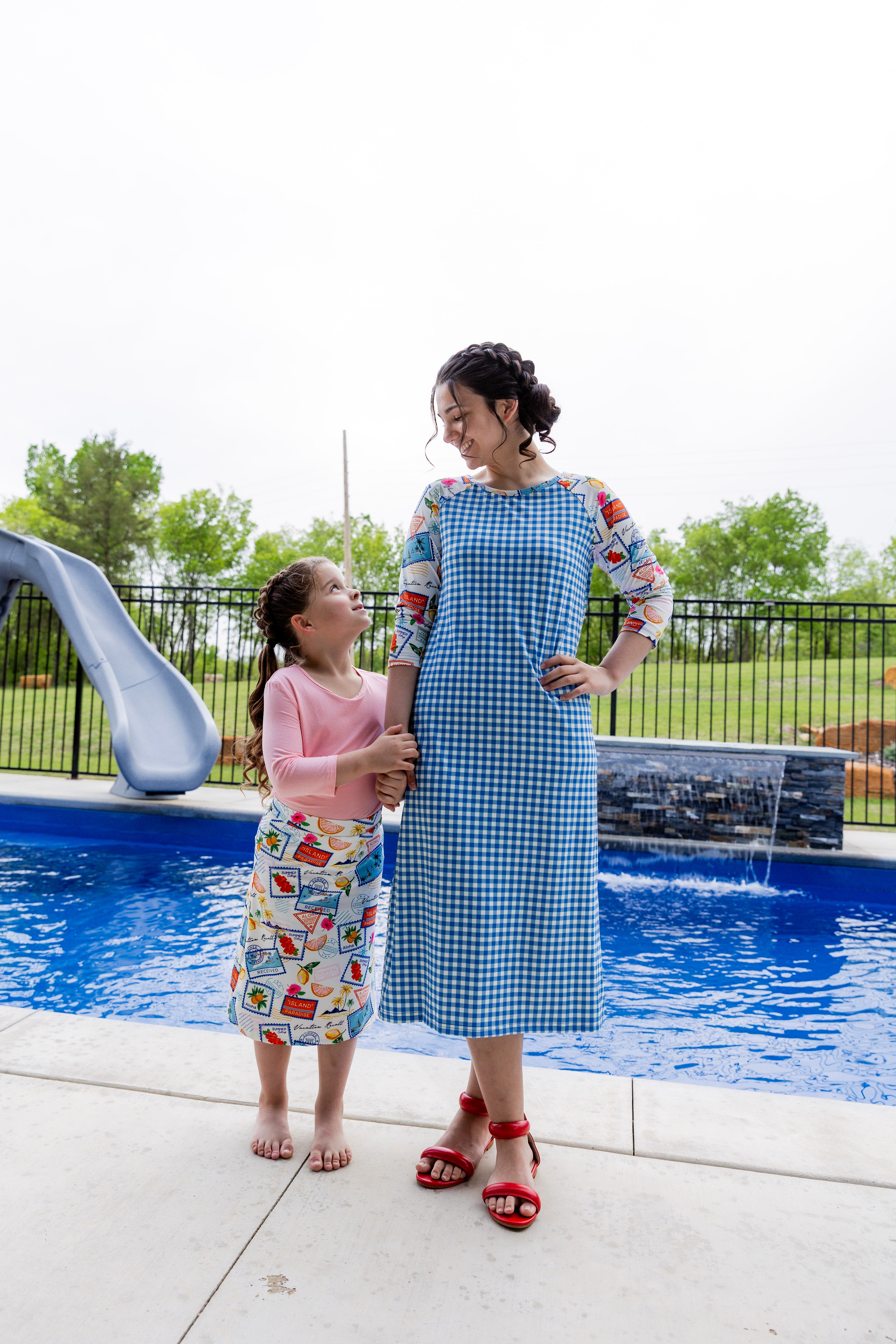 modest midi sport swim dress prints mommy and me 