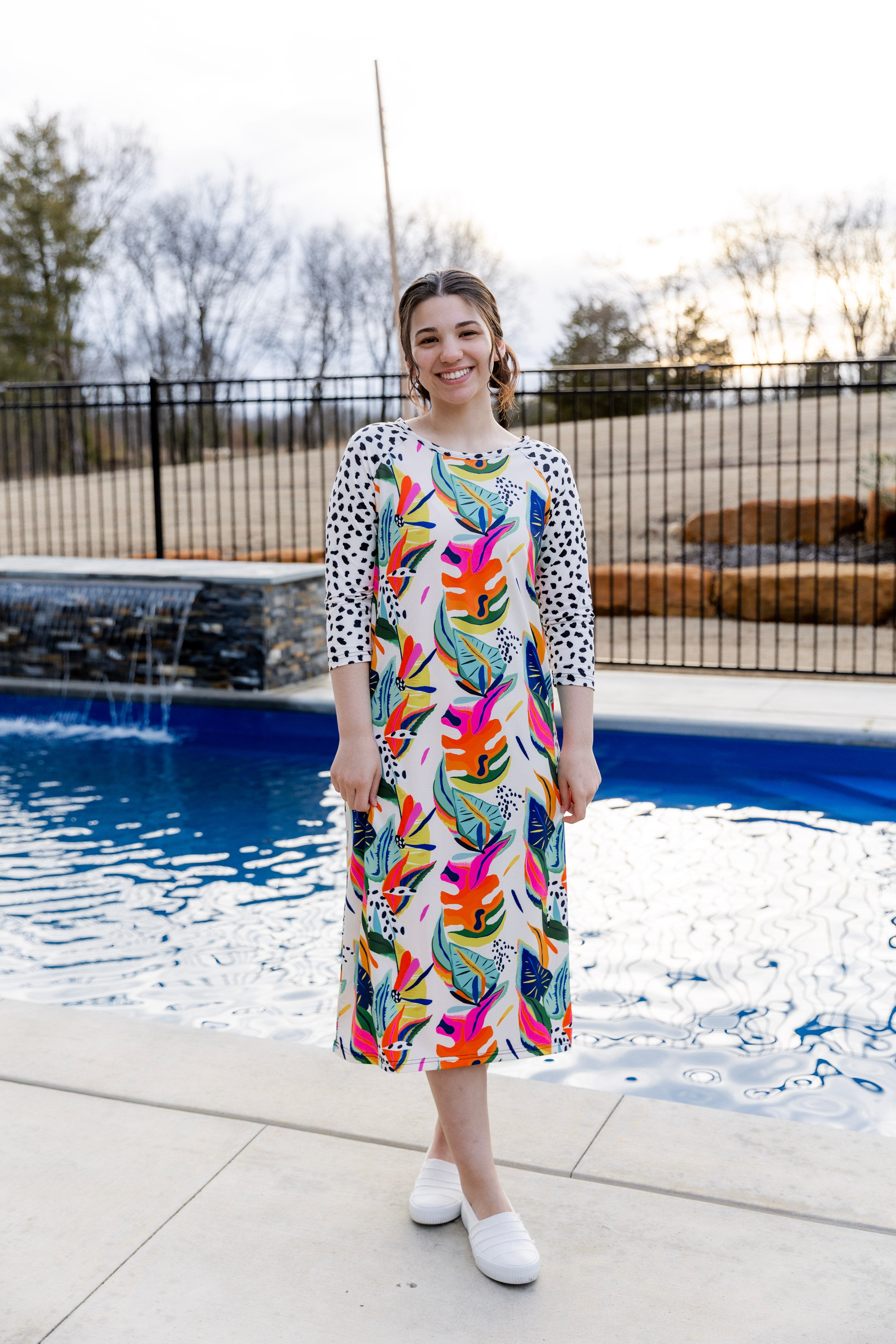 modest midi sport swim dress prints mommy and me 