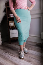 Model wearing Nuggles® 27" All-Sport Skirt in Aqua