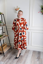modest 3/4 sleeve midi dress pretty prints spring time