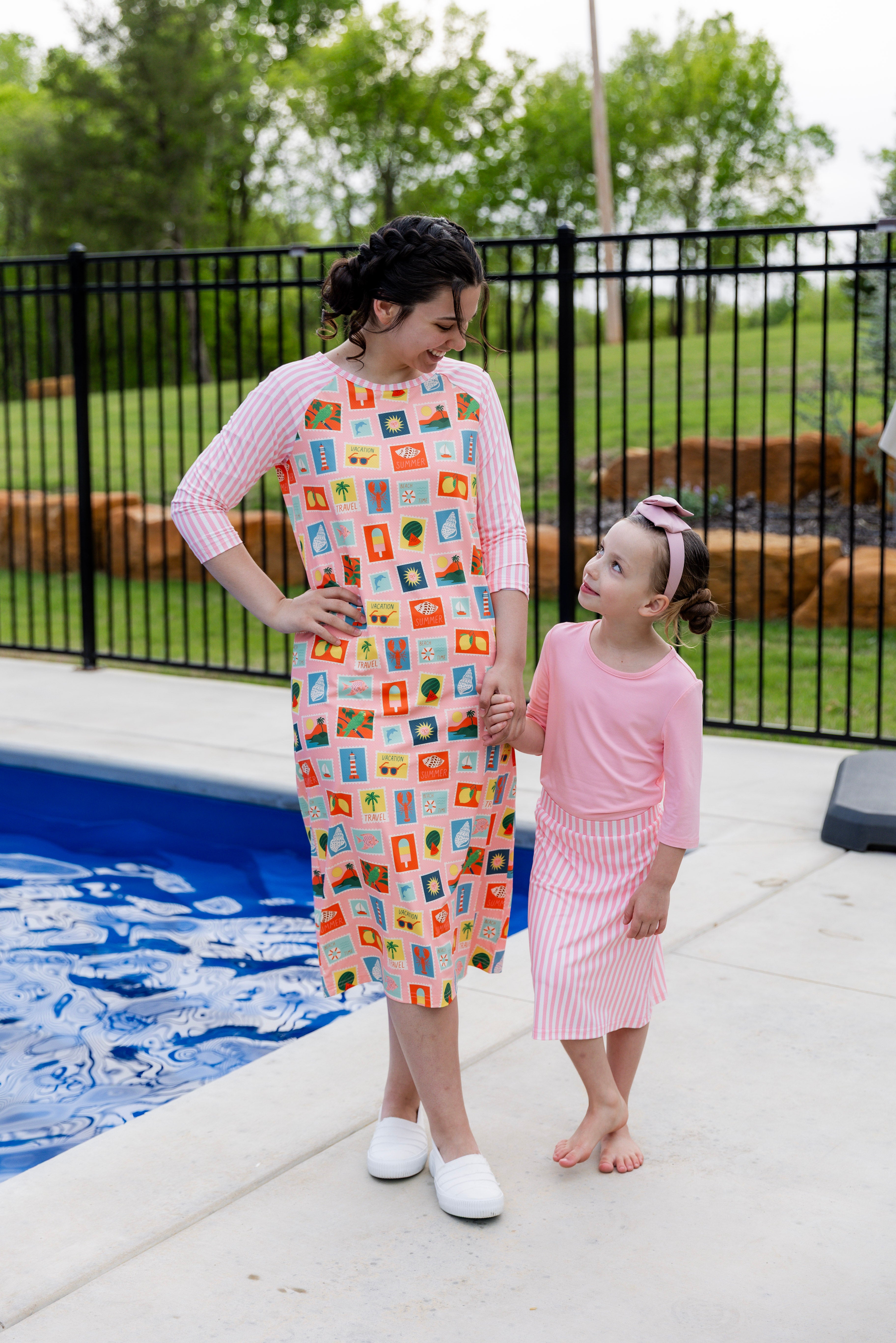 modest midi sport swim dress prints mommy and me 
