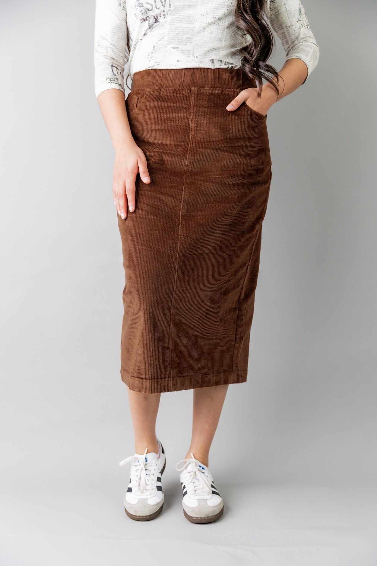 31" Corduroy Skirt in Rust - Final Sale nuggles-clothing
