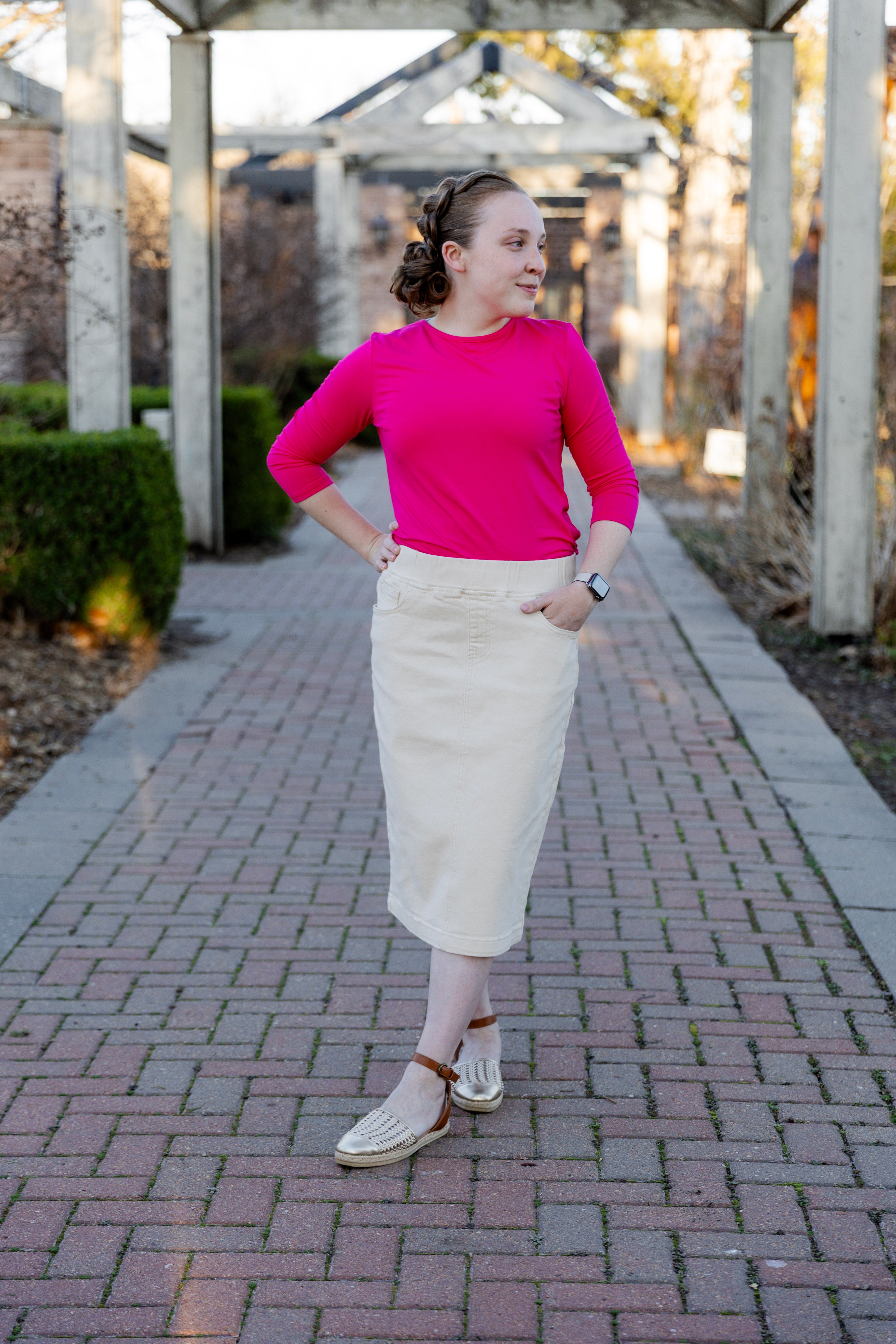 modest denim skirts in 27" length