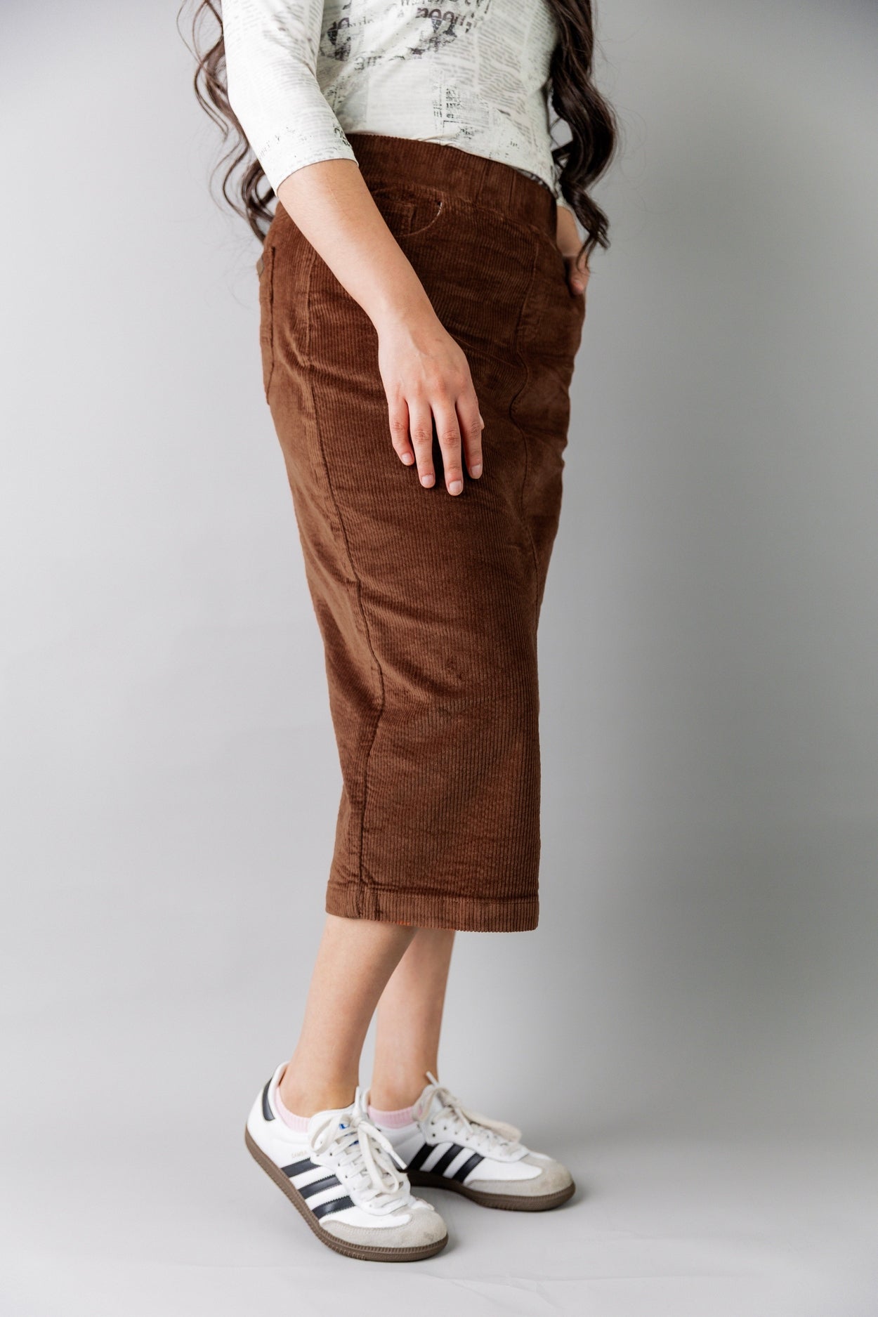 31" Corduroy Skirt in Rust - Final Sale nuggles-clothing