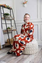 modest 3/4 sleeve midi dress pretty prints spring time
